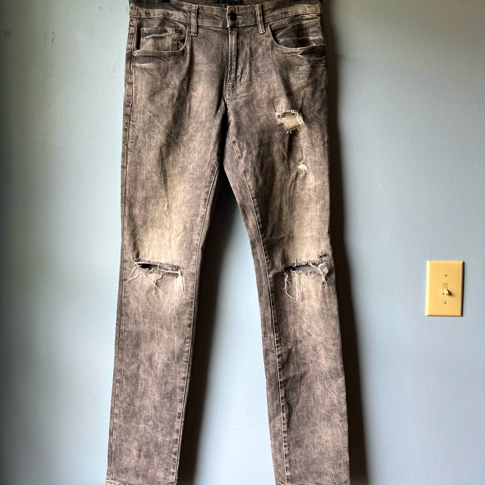 Aeropostale Mens Jeans Skinny Gray Distressed 32/34
